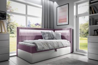 Boxspringbett Gästebett Kinderbett FABIAN Nr. 3 80x200cm Weiss-Rosa Seite Rechts