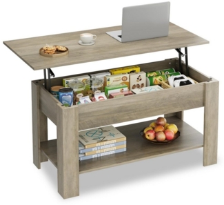 WLIVE Couchtisch Höhenverstellbar und Ausziehbar, Couchtisch Holz mit Stauraum (Wohnzimmertisch für Wohnzimmer, Büro, 1 Tisch), 98 x 48 x 46 cm