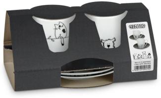 Könitz Funny Cats & Dogs Espresso Geschenkset, 4-tlg, 2 Espresso Tassen mit Untertasse, Porzellan, 85 ml, 11 5 054 2075