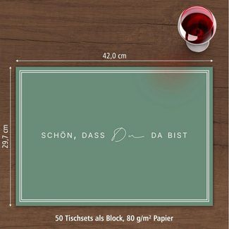 itenga Platzset ITENGA Tischset A3 Schön dass du da bist V3 salbei grün