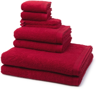 Möve Superwuschel 8 tlg. Frottier-Set - 2 X Handtuch (50 X 100cm), 2 X Duschtuch (80 X 150cm), 2 X Gästetuch (30 X 50cm), 2 X Waschhandschuh (15 X 20cm) - 520 g/m2 - Ruby