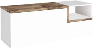 Dmora Eingangsmöbel Aska, moderner Multifunktionseingang, Mehrzweckschrank für die Eingangshalle, 100 % Made in Italy, 120 x 40 x 54 cm, glänzendes Weiß und Ahorn,