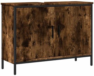 Waschbeckenunterschrank, Badschrank Räuchereiche 80x30x60 cm Holzwerkstoff de7784