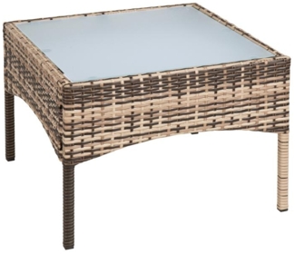 Polyrattan Beistelltisch Loungetisch Rattan Gartentisch Balkontisch Beige-Braun
