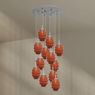 s.luce Echos Galerieleuchte 12-flammig Ø 80cm Baldachin Ø 25cm Braun, Weiß