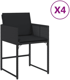 vidaXL Gartenstühle mit Kissen 4 Stk. Schwarz Poly Rattan 365001