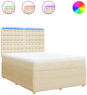 vidaXL Boxspringbett mit Matratze Creme 160x200 cm Stoff 3294426