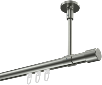 Innenlauf-Gardinenstangen-Set Sonette Santo 280 cm (geteilt in 2x140 cm), 1-läufig, 20 mm Ø Edelstahl-Optik
