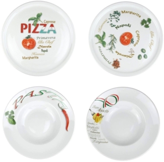 Retsch Arzberg Pastateller 4er Set Pizza und Pasta' mit 2 Pizzateller und 2 Pastateller, Spülmaschinengeeignet