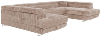 Labett Wohnlandschaft mit Schlaffunktion & Bettkasten GUSTAVO U-Form Sofa aus Cord
