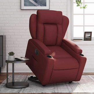 Relaxsessel, Fernsehsessel, Schlafsessel mit Aufstehhilfe Elektrisch Weinrot Kunstleder