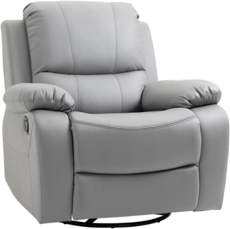 Relaxsessel, drehbarer Fernsehsessel 135° neigbar mit Fußstütze belastbar bis 150 kg, Polyester, Grau, 72 x 71 x 60 cm