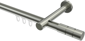 Innenlauf-Gardinenstangen-Set Prestige Elanto 240 cm (geteilt in 2 x 120 cm), 1-läufig, 20 mm Ø Edelstahl-Optik