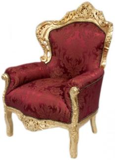 Casa Padrino Barock Sessel King Bordeaux Muster / Gold Mod2 - Möbel im Antikstil