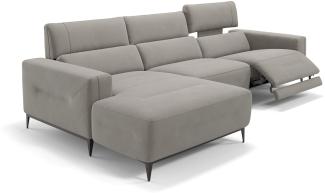 Sofanella Eckcouch TERAMO Ecksofa Wohnlandschaft Stoffsofa in Hellgrau M: 324 Breite x 101 Tiefe