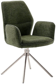 2er Set Sesselstuhl Greyton, 180° drehbar - Olive / Edelstahl