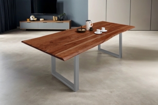 Esstisch Baumkante massiv Akazie nussbaum 220 x 100 silber MILO 68278047