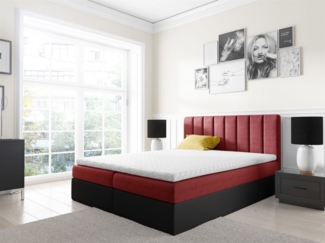 Boxspringbett GABRIEL 180x200 cm Rot-Schwarz