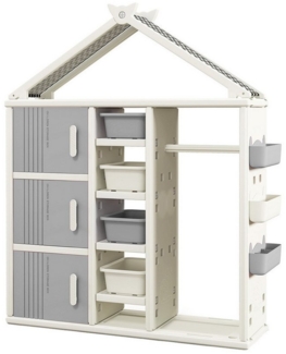 COSTWAY Kinderregal, Spielzeugregal in Hausform mit Boxen und Schubladen