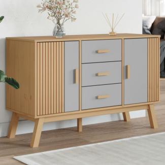 Sideboard OLDEN Grau und Braun 114 x 43 x 73,5 cm Massivholz Kiefer (Farbe: Grau)