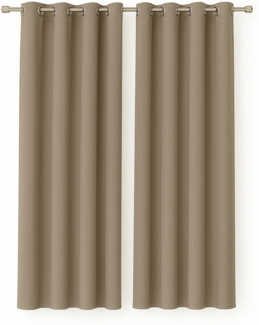 Gardine mit Ösen 140x245 cm ( Breite x Länge ) in Sandgrau, blickdichter Vorhang, Ösenvorhang in vielen Variationen