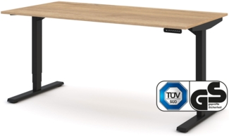 ASSMANN Elektrisch höhenverstellbarer Schreibtisch Y-Line Eiche Natura Schwarz 160x80 cm Metall Holz Melaminoberfläche