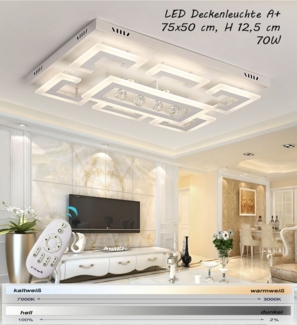 Eurotondisplay LED Deckenleuchte LED Deckenleuchte Kristall Lichtfarbe einstellbar mit Fernbedienung, LED fest integriert, Tageslichtweiß, Lichtfarbe und Helligkeit mit Fernbedienung oder App einstellbar