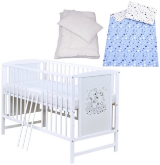 Baby-Delux Komplettbett Babybett Mia Komplettset, 7-tlg, Kinderbett 60x120 cm weiß, Bettset verschiedene Designs