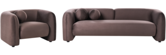 Sofa Set 4-Sitzer LEIREN Samtstoff Dunkelbraun