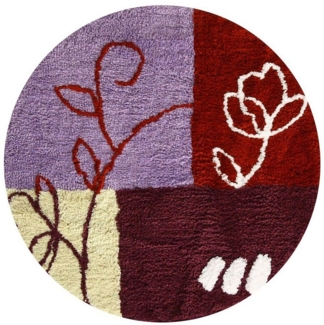 KiNZLER Badematte Gedinne, Höhe 20 mm, rutschhemmend beschichtet, fußbodenheizungsgeeignet, Polyester, rund, Badteppich, rund, modernes florales Patchwork Design, waschbar