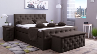 Meisterbetten Boxspringbett Babo 140x220 in WT-Dunkel Braun, Matratzenbezug Nano, Komfortschaum-Topper, mit Fussteil