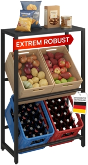 STEELSØN 'Macondo' Getränkekistenregal, Metall, schwarz, 115x75x33 cm, Getränkeregal für 4 Kisten, mit Ablagefach