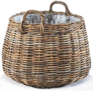 Kobolo Pflanzkübel Pflanzkorb rund - Rattan - mit Folie ausgeschlagen (1 Stück)