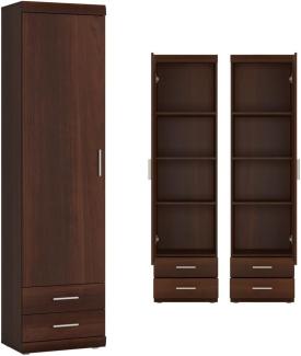 Lomadox Mehrzweckschrank IMPERIA-129 Wohnzimmer schmal 50 cm Nussbaum Schrank Stauraumschrank Esszimmer