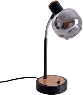 näve Tischleuchte Fumoso, Ein-/Ausschalter, Leuchtmittel wechselbar, ohne Leuchtmittel, Tischleuchte >>Fumoso<<,excl. 1xE14 max. 40W,schwarz/natur,Smoking Glass
