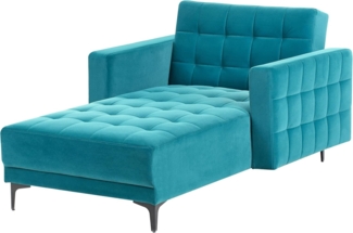 Chaiselongue Samtstoff seeblau schwarz ABERDEEN