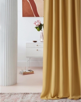 ROOM99 Vorhang mit Kräuselband Laurel 140x280 cm Breite x Höhe Verdunkelung Blickdicht Schiebegardinen Curtain Wohnzimmer Schlafzimmer für Schinensystem Senf, 1 Stück