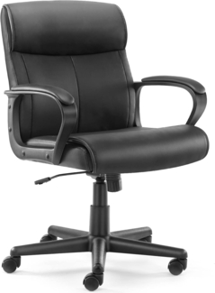 DUMOS Bürostuhl, Pu-Leder Office Chair, Drehstuhl mit 360° Drehbaren Rollen und Lendenwirbelstütze, Schreibtisch Stuhl, Chefsessel Geeignet für Büros, Zuhause und Andere Umgebungen (Schwarz)