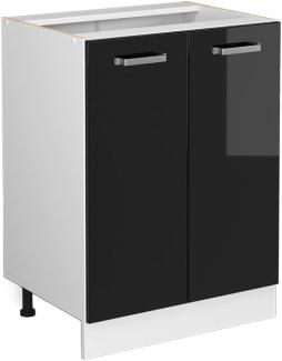 Vicco Küchenunterschrank R-Line, Schwarz Hochglanz/Weiß, 60 cm ohne Arbeitsplatte