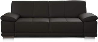 CAVADORE 2,5-Sitzer Sofa Corianne / Kleine Echtleder-Couch im modernen Design /Mit Armteilverstellung / 192 x 80 x 99 / Echtleder dunkelbraun