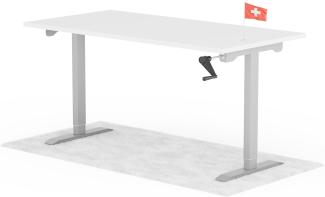 manuell höhenverstellbarer Schreibtisch EASY 160 x 80 cm - Gestell Grau, Platte Weiss