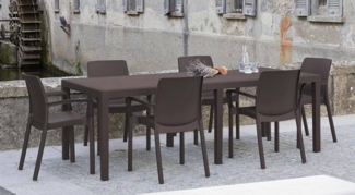 Dmora - Gartentisch Roma, Rechteckiger ausziehbarer Esstisch, ausziehbarer Gartentisch in Rattan-Optik, 100 % Made in Italy, Cm 150x90h72, Braun