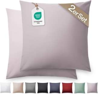Blumtal Kissenbezüge Premium Mako Satin Kissenbezug, superweich aus 100% Baumwolle, (2 Stück), OEKO-TEX zertifiziert – Glanzoptik & farblich passender Reißverschluss