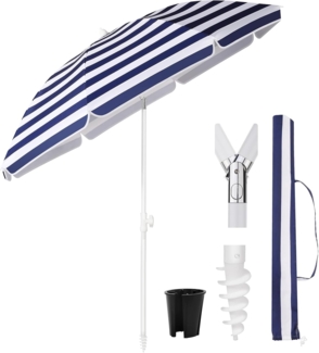 Sekey® 160 cm Sonnenschirm Balkon mit Bodenhülse & Schutzhülle, Neigungs- und Höhenverstellung, Sonnenschirm Strand für Balkon, Garten & Terrasse, Runder Sonnenschutz UPF 50+