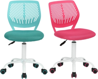 FurnitureR 2Stk Schreibtischstuhl, Studiendrehstuhl ohne Armlehnen, höhenverstellbarer Bürostuhl, Arbeitsstuhl für Home Office, Schlafzimmer, Arbeitszimmer, Pink Türkis