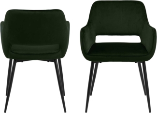 Esszimmerstuhl 'RANJA' 2er Set in olivgrün / Metall schwarz