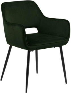 Esszimmerstuhl 'RANJA' 2er Set in olivgrün / Metall schwarz