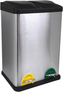 MSV Mülleimer Mülltrennsystem 40 L (2x20 Liter) mit Inneneimer große Abfallbehälter Abfalleimer Treteimer Edelstahl