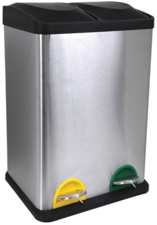 MSV Mülleimer Mülltrennsystem 40 L (2x20 Liter) mit Inneneimer große Abfallbehälter Abfalleimer Treteimer Edelstahl