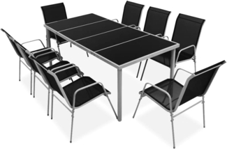 vidaXL 9-tlg. Garten-Essgruppe Stahl Schwarz 43306
